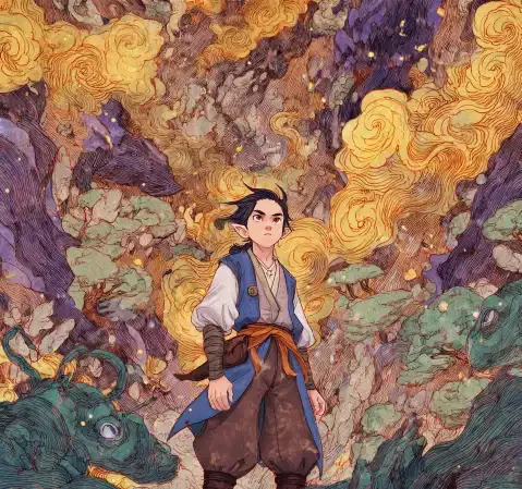 日常治愈题材漫画封面，角色在温暖的房间里喝茶